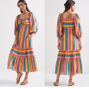 Farmrio Multicolor Striped Maxi Dress Petite. XS